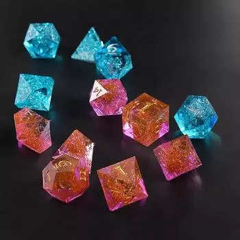 Форма для многогранных игральных костей с острым краем, 7 шт., формы для игральных костей из смолы DND для настольных игр, силиконовые формы для изготовления игральных костей из смолы