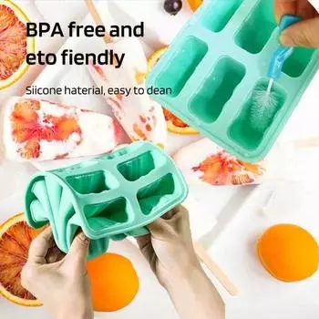 Форма для мороженого, 6/10 отделений, герметичный пищевой силикон, многоразовая, нелипкая, легко снимается, гибкая, сделай сам, форма для мороженого с кисточкой и воронкой розовый