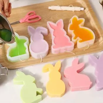Форма для пасхального кролика, форма для свечей «сделай сам», Нелипкая многоразовая, легкосъемная, стабильная формовка, гибкая гладкая поверхность, форма для пищевого шоколада E