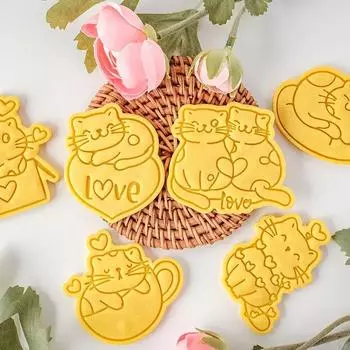 Форма для печенья ко Дню святого Валентина, мультяшный кот, резак для печенья, помадка, украшение для торта, форма для выпечки, инструмент для свадьбы