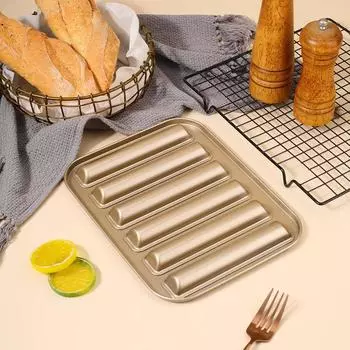 Форма для печенья с 6 ячейками, антипригарное покрытие, углеродистая сталь, 3D цилиндрическая форма для кексов, длинная полоска, кухонные принадлежности для выпечки 1PC