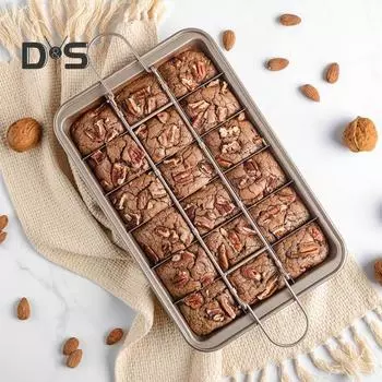 Форма для пирожных со съемными перегородками, прямоугольная пищевая нержавеющая сталь, шоколадный торт, маффины с антипригарным покрытием, противень для выпечки, резак для листов, формы для выпечки, кухня 1pc