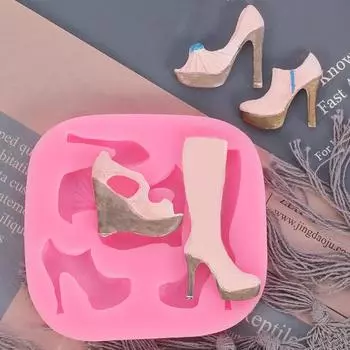 Форма для помадки на высоком каблуке, ботинки, силиконовые инструменты, форма для выпечки кексов розовый
