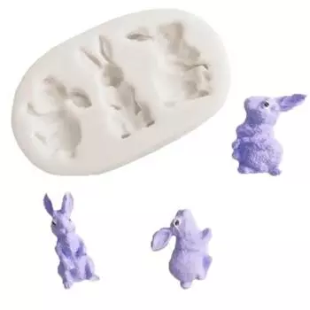 Форма для помадки с узором пасхального кролика, гибкая силиконовая форма для украшения кексов, шоколадная форма