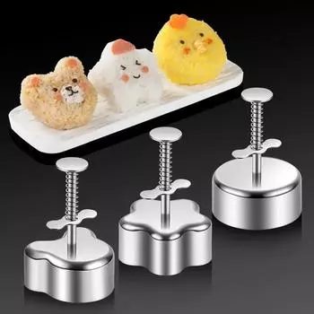 Форма для рисовых шариков из нержавеющей стали 304, японская треугольная форма для рисовых шариков, форма для суши, медвежонок, цветок, обеденные принадлежности, кухонные принадлежности для суши