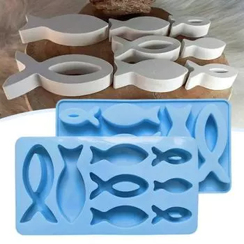 Форма для рыбы, термостойкая, нелипкая, пищевая, 8-сетчатая, форма для помадки, сделай сам, для выпечки, многоразовая силиконовая форма синий
