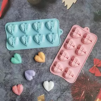 Форма для шоколада, 8 полостей, сделай сам, силиконовая форма сердца, кубики льда, печенье, кондитерские изделия, ручная форма для выпечки, кухонные принадлежности синий