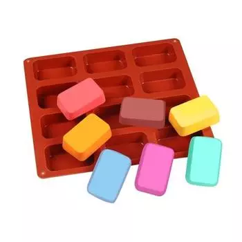 Форма для шоколада, антипригарная силиконовая форма для десерта с отверстием для подвешивания, 12 решеток, форма для выпечки для домашней кухни красный