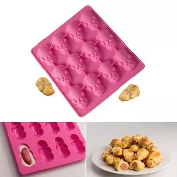 Форма для шоколада в форме свиньи, антипригарная силиконовая форма для конфет, 12 сеток, форма для десерта для домашней кухни розовый