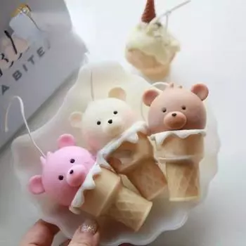 Форма для свечи в форме головы медведя, силиконовые формы для изготовления свечей, конус для мороженого, цилиндр, конус, сделай сам, гипсовая форма для ароматерапии B