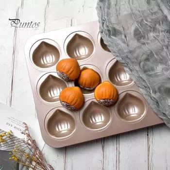 Форма для торта из каштана, креативная антипригарная форма с 12 сетками, прочная, легкосъемная, жаропрочная форма для выпечки из углеродистой стали