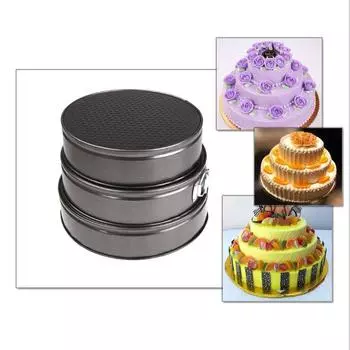 Форма для торта, набор из 3 предметов, круглая пряжка с живым дном, металлическая антипригарная форма для торта, форма для торта на день рождения 24/26/28 чёрный