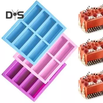 Форма для торта, не липкая, быстрая расформовка, сделай сам, 8 полостей, прямоугольная силиконовая форма для мыла ручной работы для кухни фиолетовый