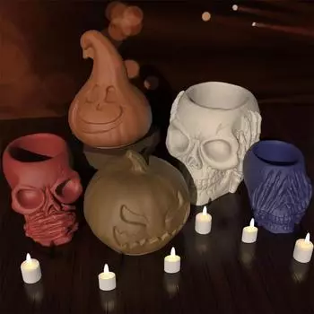 Форма для тыквы в виде черепа на Хэллоуин своими руками, форма для ароматерапии из черепа, гипсовая форма для свечей, формы из эпоксидной смолы, домашние формы для товаров для Хэллоуина своими руками