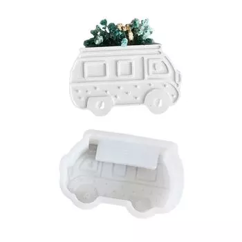 Форма для вазы для цветов, кашпо, высокотемпературная силиконовая форма, устойчивая к высоким температурам, для кемпинга, в форме автобуса, для домашнего декора, рукоделия