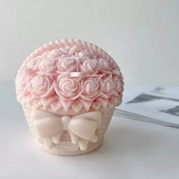 Форма для выпечки корзинки, ароматическая свеча с ручкой, цветок, бант, роза, шоколадный торт, форма для кубиков льда, подарок на День святого Валентина CHINA