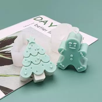 Форма для выпечки, легкая съемная свеча, силиконовая полезная рождественская тема для печенья Christmas Tree