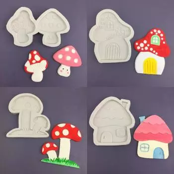 Форма для выпечки пищевого класса с антипригарным покрытием «сделай сам», силиконовая форма для мультяшной грибной помадки, кухонный гаджет F розовый