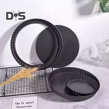 Форма для выпечки с антипригарным покрытием и съемным дном, волнистые края 6/8/10 дюймов, форма для пиццы, хлеба, кексов, пирогов, жаропрочные формы для пирогов S
