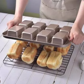 Форма для выпечки торта Финансье на 8 чашек Мини-брауни Квадратный кекс Маффин Маленький банановый кукурузный хлеб Мясной рулет Жестяной противень с антипригарным покрытием