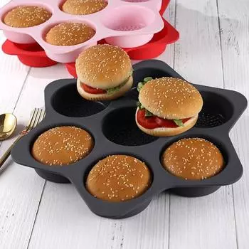 Форма для выпечки, устойчивая к высоким температурам, домашний аксессуар, безопасная прочная мягкая силиконовая сковорода для гамбургеров для ресторана серый