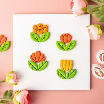 Форма для вырезания цветка из глины Лист 5-лепестковые цветы Формочки для полимерной глины Форма для сережек Украшения для торта Украшения для кексов