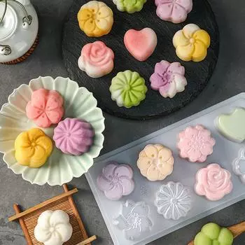 Форма для желе, 8 отделений, пластиковая форма для помадки, цветка, сердца, пудинга, домашняя кухня, многоразовая