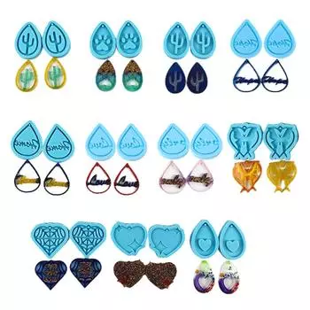 Форма из эпоксидной смолы с кристаллами, форма для поделок своими руками, форма для кулонов ручной работы, многофункциональные серьги, подвески, силиконовая форма 9