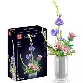 Форма King 10009, букет цветов, строительный блок, красочная роза с вазой, модель в сборе, цветочный кирпич, детский рождественский подарок розовый