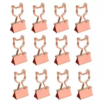 Форма кошки Двойная скрепка в форме кошки Скрепка для бумаги Металлические канцелярские принадлежности для офиса Органайзер для документов Розовое золото Канцелярские принадлежности для офиса Милые 12 шт.