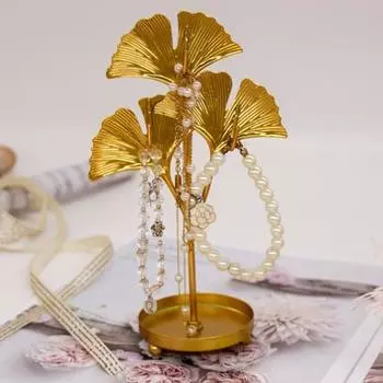 Форма листа Железная стойка для выставки товаров ювелирных изделий Стенд Серьги Ожерелье Браслет Организатор B