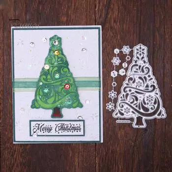 Форма рождественской елки тиснение вырубной штамп DIY трафарет скрапбукинг открытка форма декор серебряный