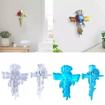 Форма с изображением розы и черепа, полустереоскопическая силиконовая форма на день Святого Валентина, форма для литья эпоксидной смолы для настенного декора, сделай сам, ремесло белый