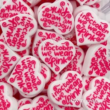 Форма сердца с розовыми буквами Силиконовый фокус для ожерелья, ювелирных изделий, брелок-ручка с бусинами, брелок для рукоделия, аксессуар для ручки из бисера и материал ручной работы Set of 10