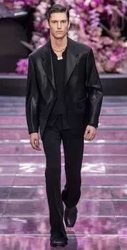 Формальный мужской стильный черный пиджак ручной работы из деловой кожи ягненка 100% натуральный XS чёрный