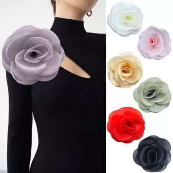 Формальный случай корсаж во французском стиле большая камелия сетчатая ткань невеста жених свадебная брошь выпускной вечер банкетное платье костюм пальто брошь одежда DIY 14cm бежевый