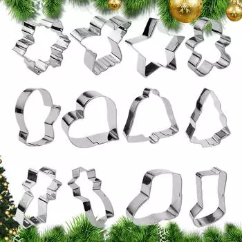 Формочки для печенья из нержавеющей стали, рождественские 12 шт., набор формочек для печенья из нержавеющей стали для зимних праздников, праздничные формы для выпечки мягкого печенья