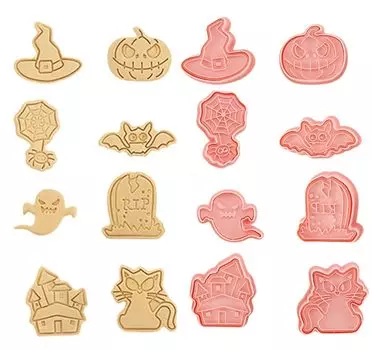 Формочки для печенья на Хэллоуин, набор из 8 штук, тыква, летучая мышь, привидение, шляпа, паук, форма для резки из нержавеющей стали, кондитерские принадлежности (К)