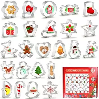 Формочки для печенья Рождественский набор из 24 предметов из нержавеющей стали формочки для печенья бисквитные формы для выпечки своими руками Санта-Клаус шоколадные фрукты ручная работа