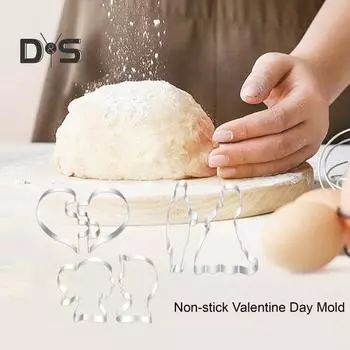 Формочки для печенья в форме сердца, антипригарное покрытие, инструмент для украшения торта из печенья на День святого Валентина, кухонная форма из нержавеющей стали для выпечки кексов с помадкой C