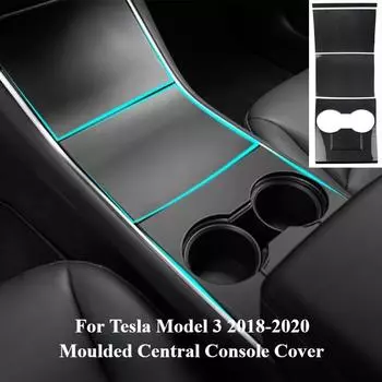 Формованная крышка центральной консоли для Tesla Model 3 2018-2020 гг., декоративная панель из углеродного волокна с рисунком из АБС-пластика, модификация подстаканника, отделка белый