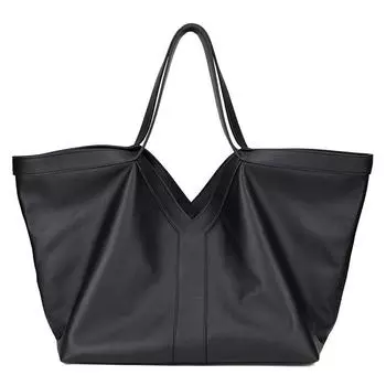 Формованная расслабленная и ленивая кожаная большая сумка высокого качества сумка-тоут на одно плечо подмышечная сумка-тоут + женская сумка 38x20x34cm чёрный