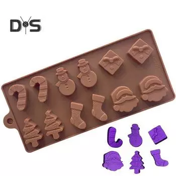 Формы для шоколада с антипригарным покрытием и защитой от трещин, силиконовые рождественские элементы, дизайн противня для выпечки