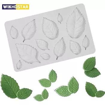 Формы для шоколадной помадки с листьями розы для украшения торта «сделай сам», шоколадные конфеты, сахарный кекс, топпер для торта, поделки из полимерной глины