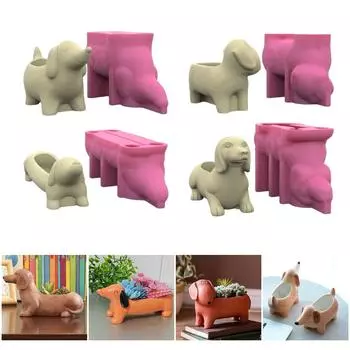 Формы для суккулентных растений Формы для ваз Формы для цветочных горшков в форме собаки-таксы Формы для эпоксидной смолы Формы для держателей ручек T3