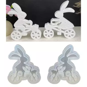 Формы для свечей «Кролик на велосипеде» Силиконовая форма «Кролик» Формы для выпечки из смолы Формы для литья своими руками Украшения для дома A