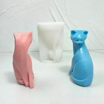 Формы для свечей в виде 3D-котов Формы для глиняных фигурок животных Силиконовые формы для абстрактных котов Формы для литья ароматизированных свечей для украшения тортов белый