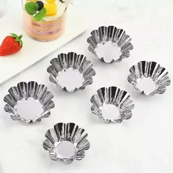 Формы для тарта из нержавеющей стали с антипригарным покрытием, формочки для печенья, форма для кексов в форме цветка, круглая форма для выпечки кексов на кухне