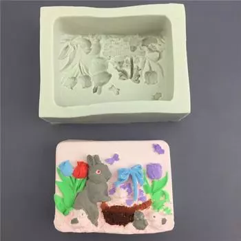 Формы для торта из силикона «Лесной кролик», шоколадные сахарные украшения, инструменты для помадки, для вечеринок, размер 3,9x2,9x1,4 дюйма