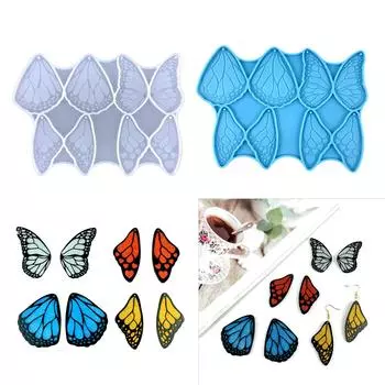 Формы для ювелирных изделий из смолы, силиконовые формы для сережек, формы для литья из эпоксидной смолы в форме крыльев бабочки с отверстием для подвески своими руками, брелоков синий